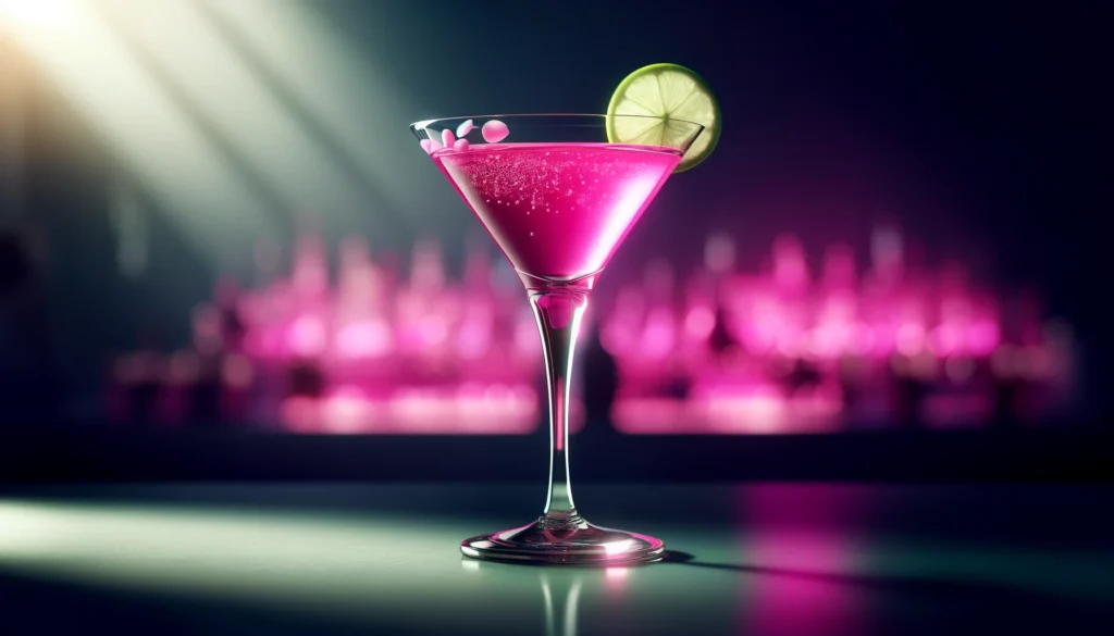 An AI generated image of a hot pink martini